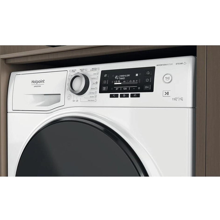 Washing machine with dryer Hotpoint-Ariston NDD 11725 DA EE , 1551 rpm, 11.00 kg, 7 kg, E , White