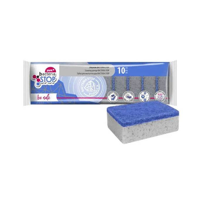 HOUSEHOLD SPONGE 10 COUNTS YORK BACTERIA STOP - Продукти за почистване<<<Домашни потреби<<<Кухня<<<Praktiker