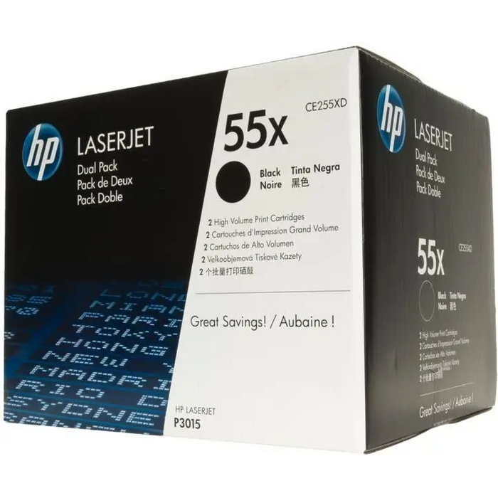 HP 55X Black Dual Pack LaserJet Toner Cartridges - LaserJet Consumables<<<HP