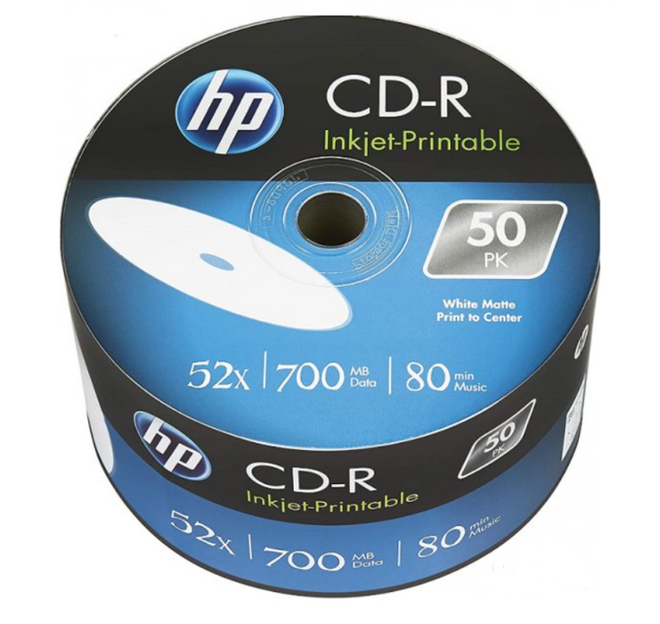 HP CD-R (HEWLETT PACARD) 700MB.- 50 PCS. IN CELLOPHANE (PRINTABLE)