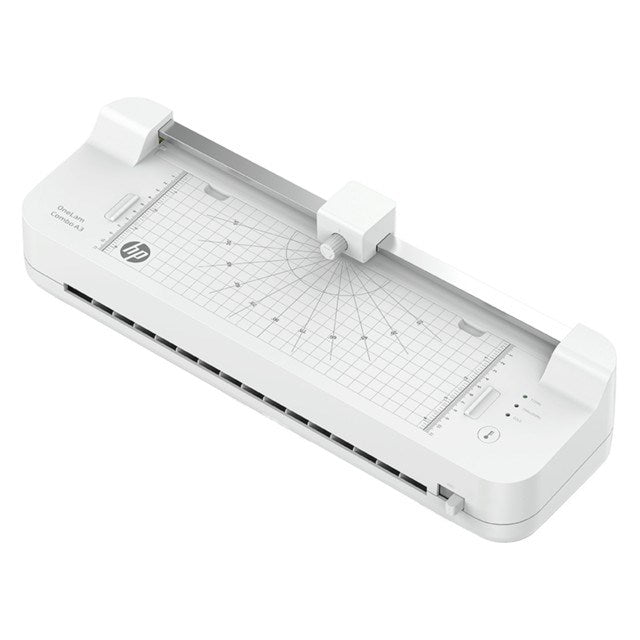 HP ONELAM COMBO A3 laminator, Warm, integrated trimmer, corner rounder, 40 cm/min speed + 15 pouches: 3xA4, 4xA5, 4xA6, 4xB-CARD, White
