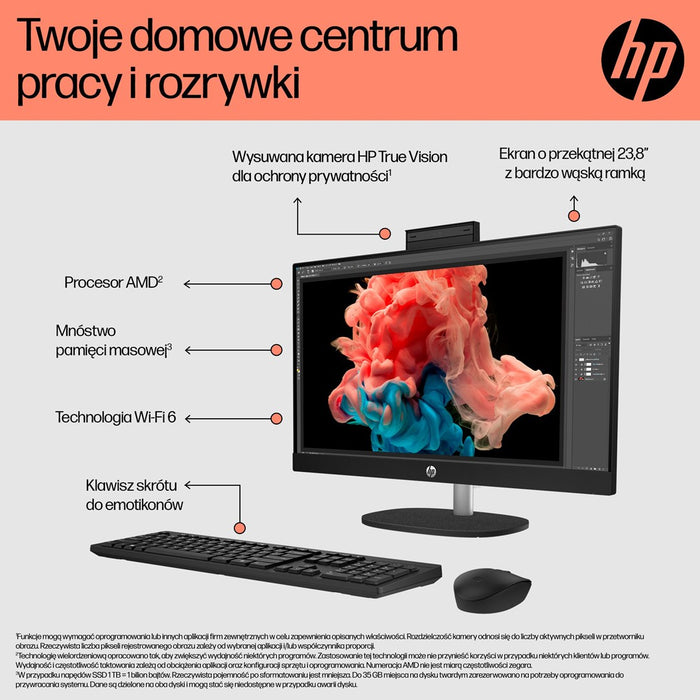 HP 24-cr0312nw AMD Ryzen™ 5 7520U 60.5 cm (23.8") 1920 x 1080 px All-in-One PC 16 GB LPDDR5-SDRAM 512 GB SSD Windows 11 Home Wi-Fi 6 (802.11ax) White