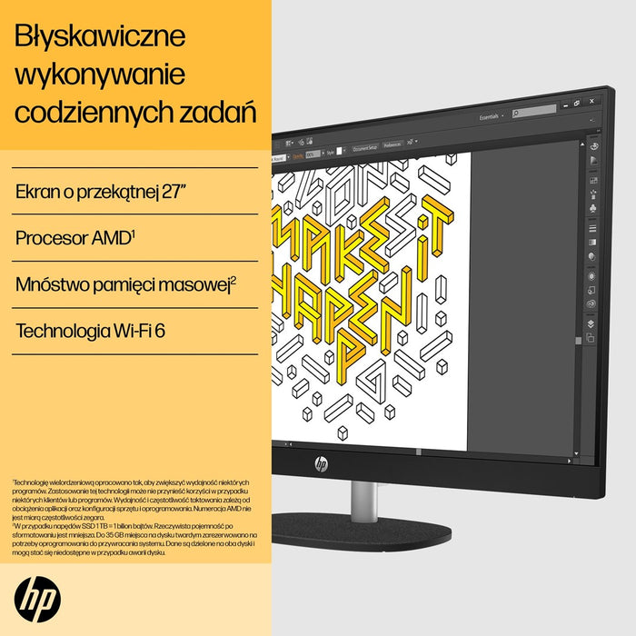HP 27-cr0222nw AMD Ryzen™ 7 7730U 68.6 cm (27") 1920 x 1080 px All-in-One PC 16 GB DDR4-SDRAM 512 GB SSD Windows 11 Home Wi-Fi 6 (802.11ax) White
