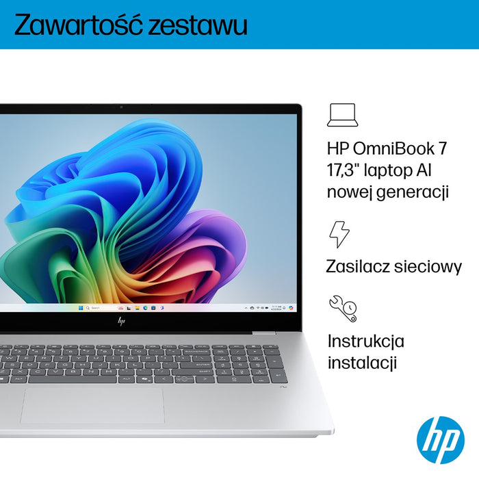 HP OmniBook 7 Next Gen AI 17-DC0073CL Copilot+ PC Intel Core Ultra 7 258V Laptop 43.9 cm (17.3") Full HD touchscreen 32 GB LPDDR5x-SDRAM 1 TB SSD NVIDIA GeForce RTX 4050 Wi-Fi 6E (802.11ax) Windows 11 Home Silver New Repack/Repacked
