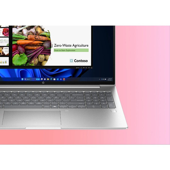 HP ProBook 4 G1i AI, Intel Core Ultra 7 255U laptop, 16" WUXGA, 16 GB DDR5-SDRAM, 512 GB SSD, Wi-Fi 6E (802.11ax), Windows 11 Pro, AI PC, silver