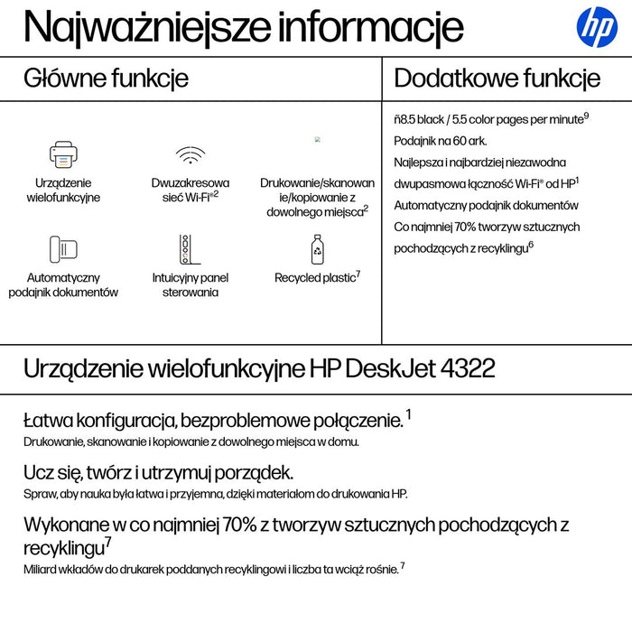 HP DeskJet 4322 All-in-One Color Printer 8.5/5.5 ppm