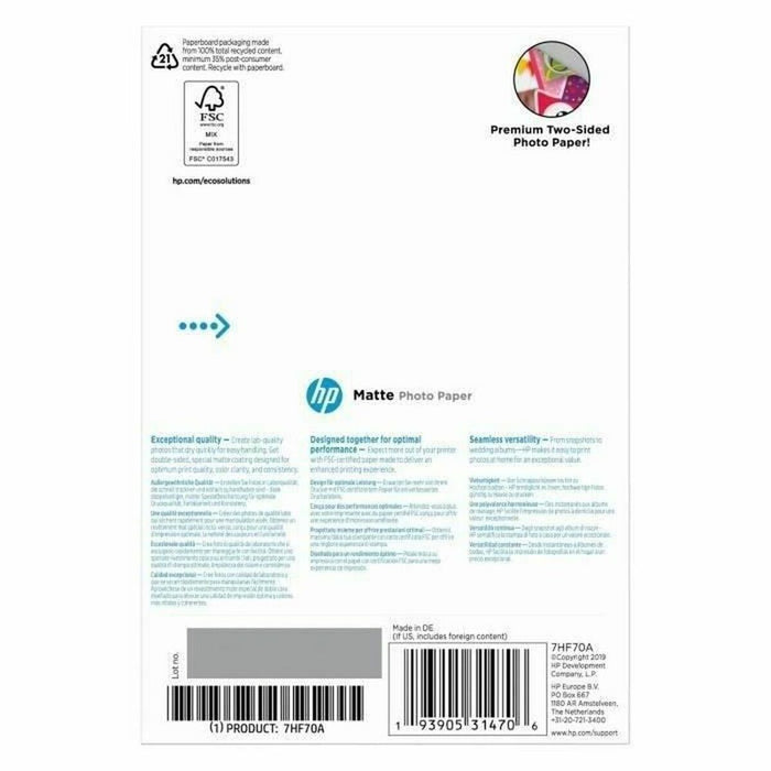 HP Matte FSC Photo Paper 4x6 25 sheets