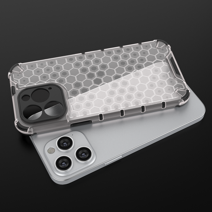 Honeycomb case for iPhone 14 Pro Max armored hybrid cover transparent