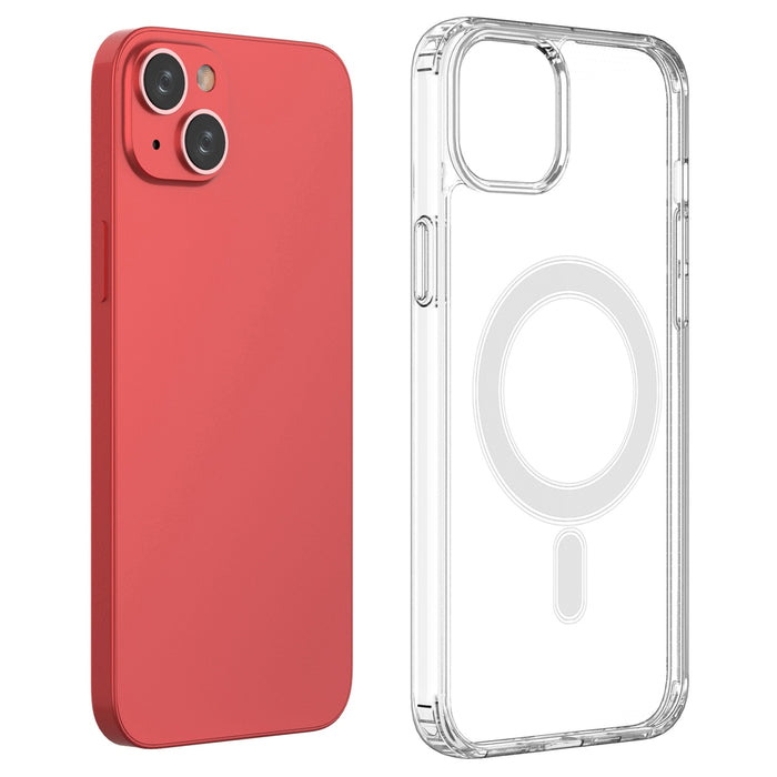 Clear Magnetic Case with MagSafe for iPhone 14 Plus with silver ring - transparent