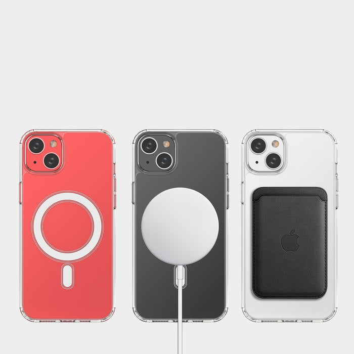 Clear Magnetic Case with MagSafe for iPhone 14 Plus with silver ring - transparent