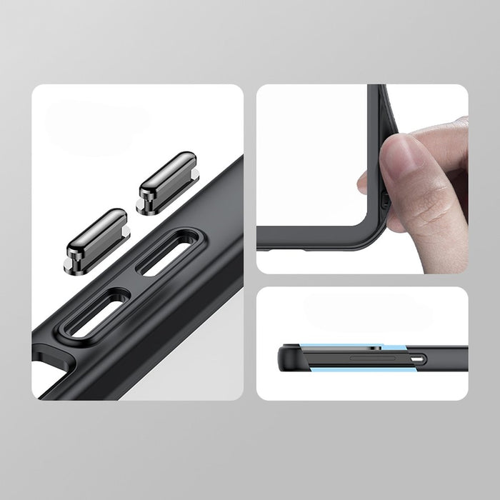 Reinforced case with a flexible frame for iPhone 15 Pro Outer Space - red