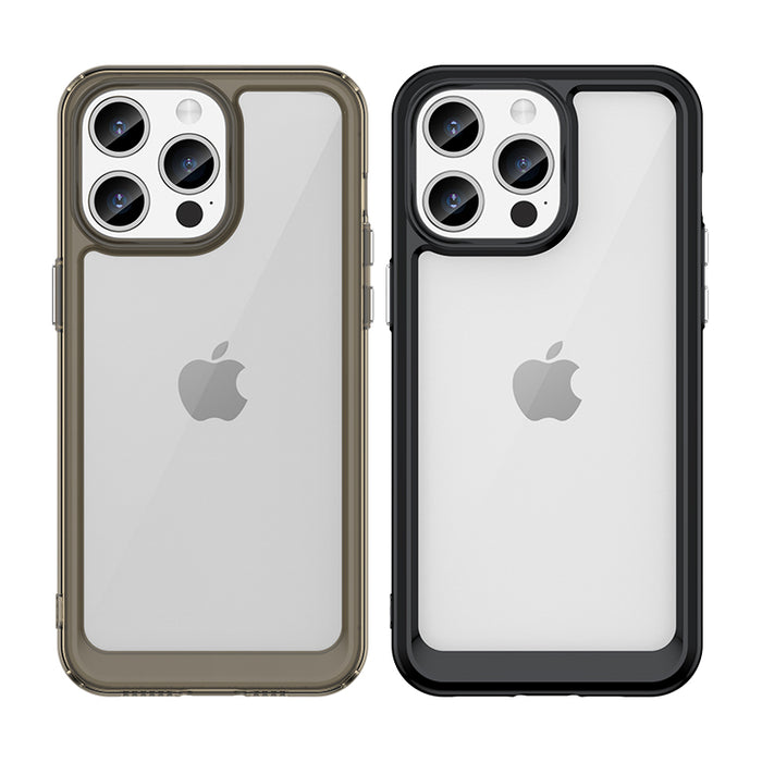Reinforced case with a flexible frame for iPhone 15 Pro Outer Space - red