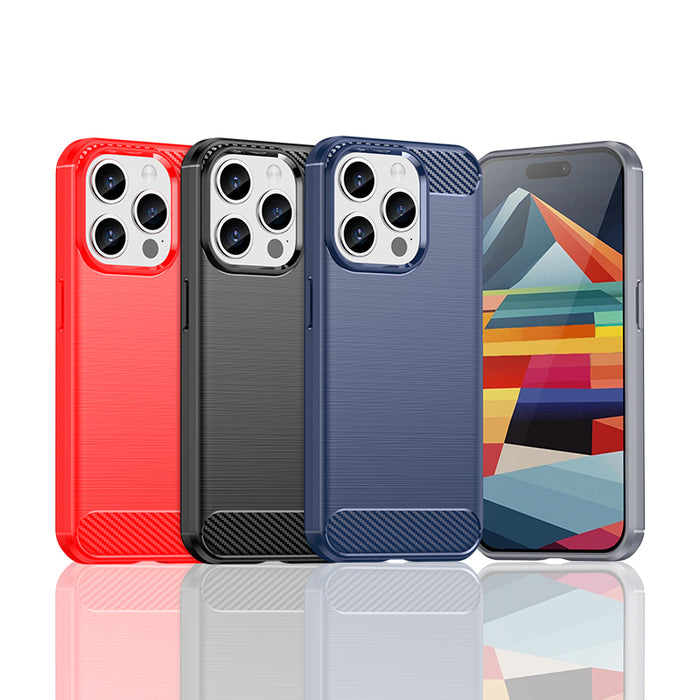 Flexible carbon pattern case for iPhone 15 Pro Carbon Case - black
