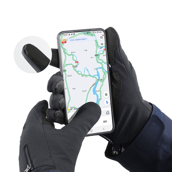 Anti-slip winter phone sports gloves (size L) - black
