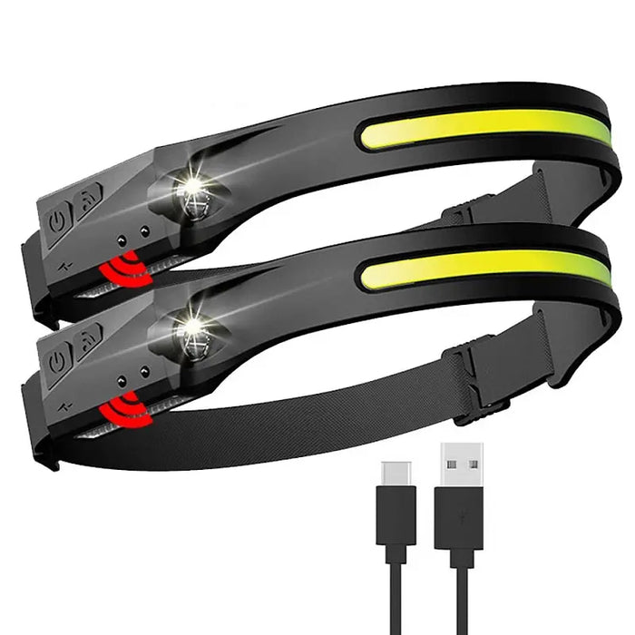 LED headlamp with IPX4 motion sensor USB-C 1200 mAh - black
