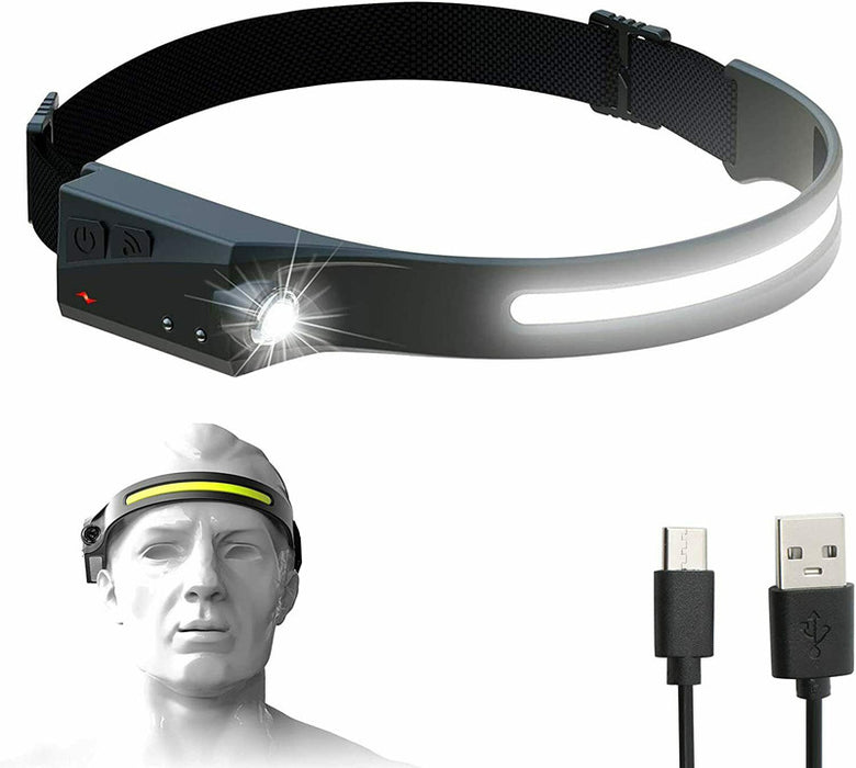 LED headlamp with IPX4 motion sensor USB-C 1200 mAh - black