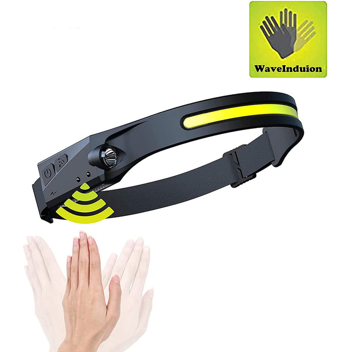 LED headlamp with IPX4 motion sensor USB-C 1200 mAh - black