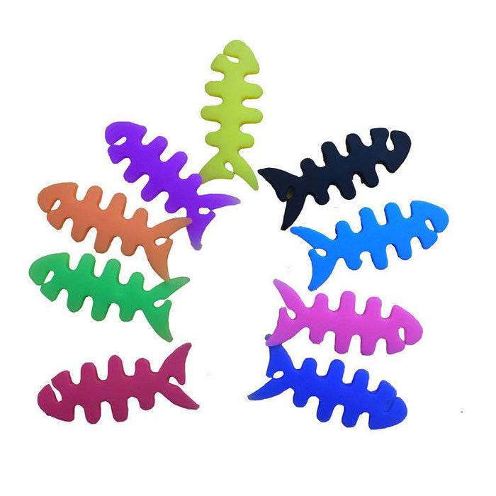 Fish-shaped headphone cable wrap - black