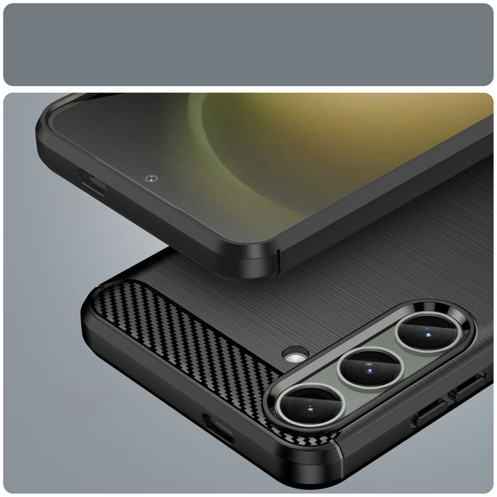 Case for Carbon Case Samsung Galaxy S24+ flexible silicone carbon cover - black