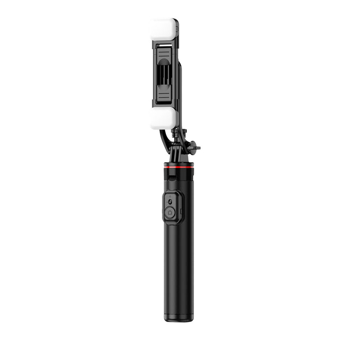 Selfie stick WC12YDS 1.3m aluminum alloy telescopic tripod with dual lamp and phone holder - black