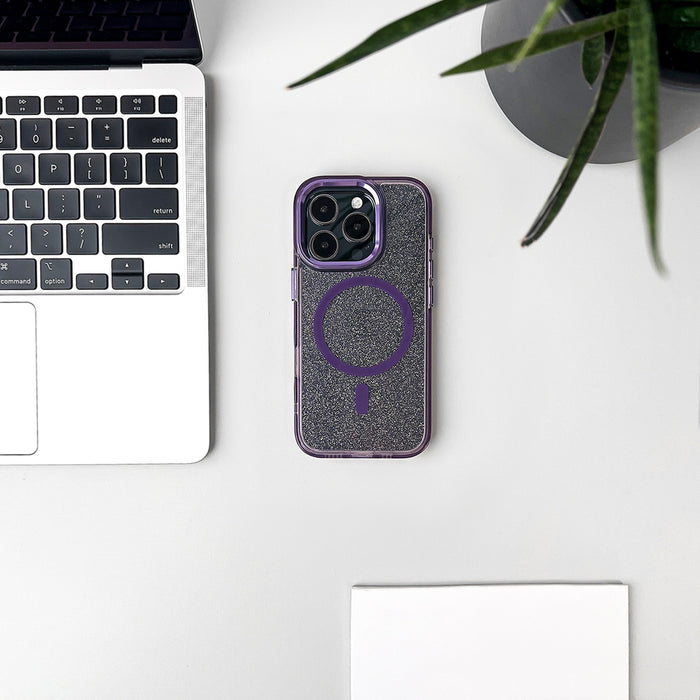 Glitter Case MagSafe for iPhone 16 Pro Max - purple with glitter