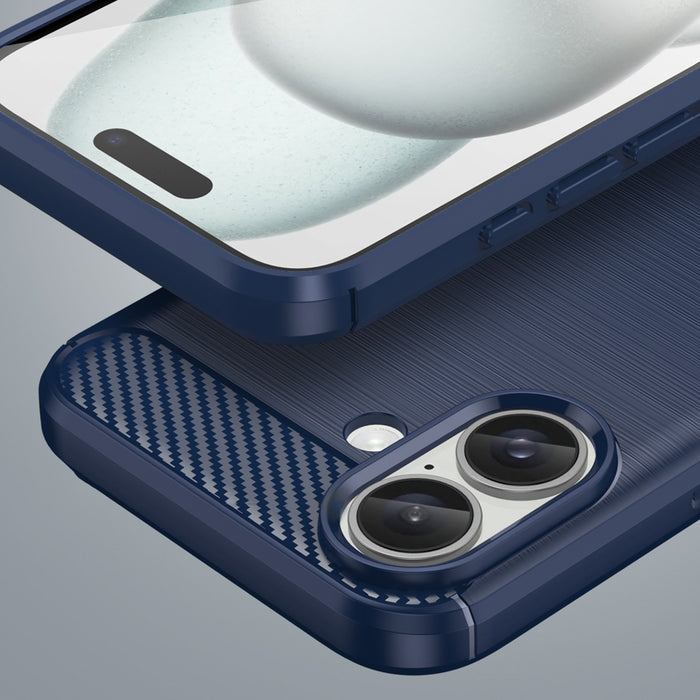 Carbon Case for iPhone 16 Silicone Case - Blue