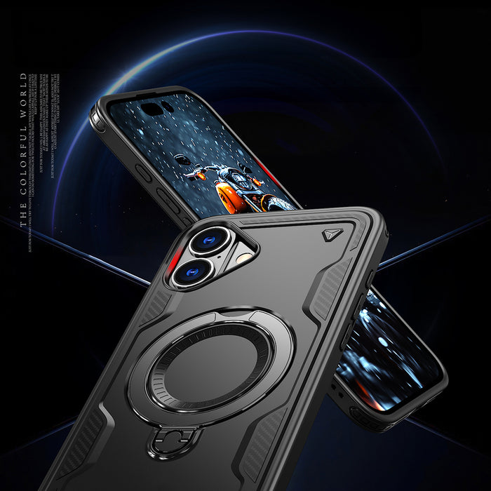Hybrid Armor Trendy Case with MagSafe for iPhone 16 - Black
