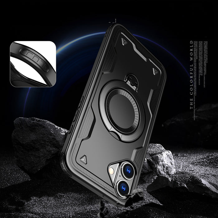 Hybrid Armor Trendy Case with MagSafe for iPhone 16 - Black