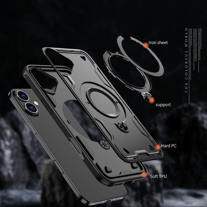Hybrid Armor Trendy Case with MagSafe for iPhone 16 - Black