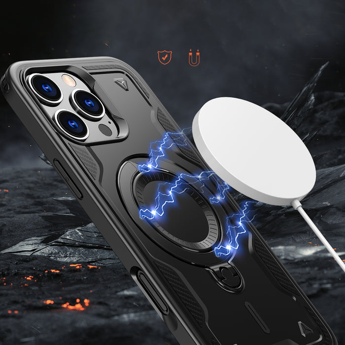 Hybrid Armor Trendy Case with MagSafe for iPhone 16 Pro - Black