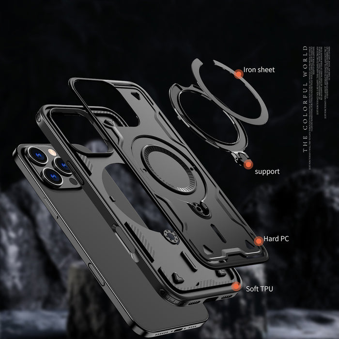 Hybrid Armor Trendy Case with MagSafe for iPhone 16 Pro Max - Black