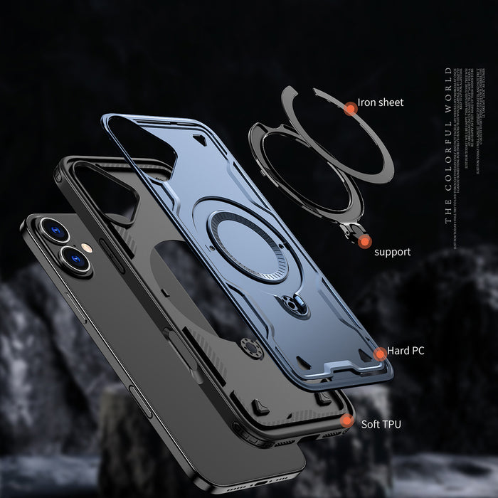 Hybrid Armor Trendy Case with MagSafe for iPhone 16 - Blue