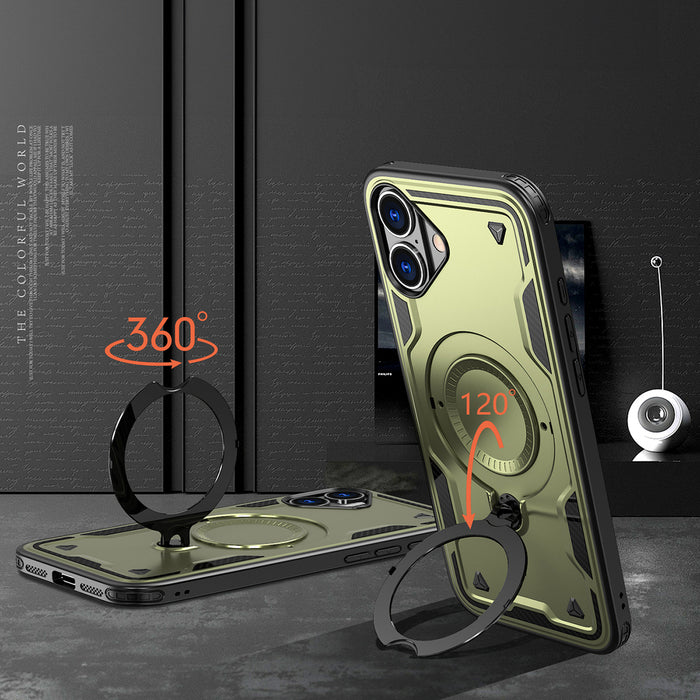 Hybrid Armor Trendy Case with MagSafe for iPhone 16 - Green