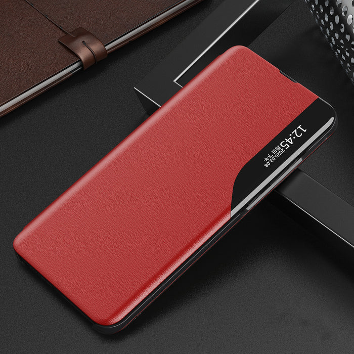 Eco Leather View Case for Samsung Galaxy S25 with Flip Stand - Red