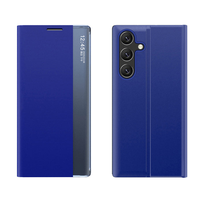 New Sleep Case for Samsung Galaxy S25 Cover with Flip and Stand - Blue