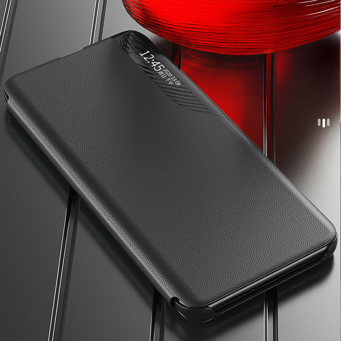 Eco Leather View Case for Samsung Galaxy S24 FE with Flip and Stand - Black