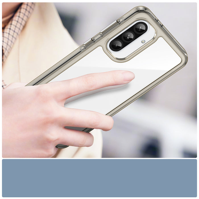 Outer Space Case for Samsung Galaxy A56 Cover with Flexible Frame - Semi-Transparent, Black