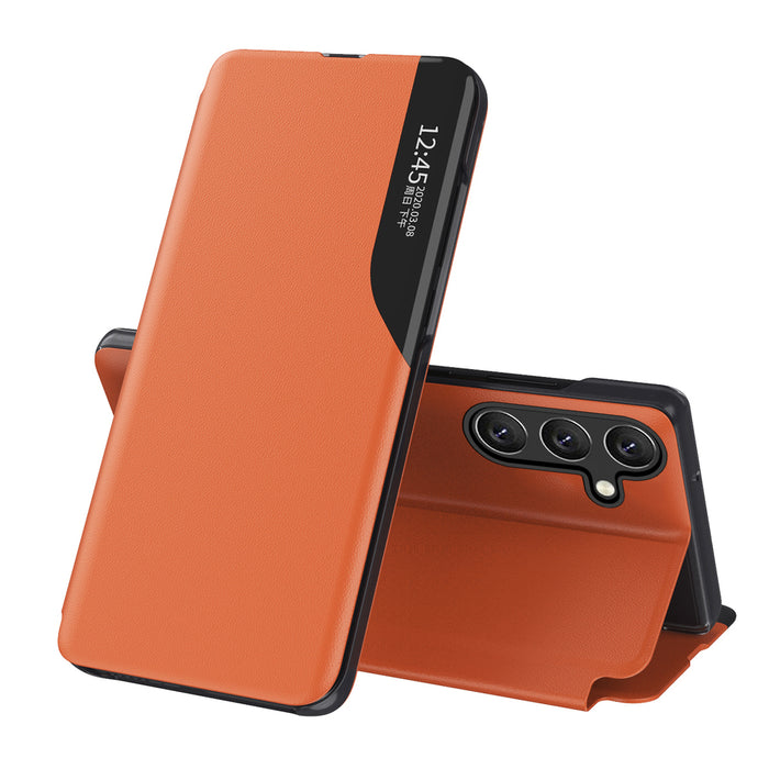 Eco Leather View Case elegant case with flap and stand function for Samsung Galaxy A26 - orange