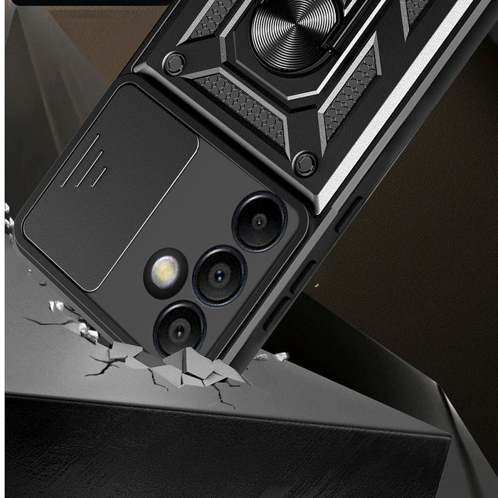 Hybrid Armor Camshield with Stand and Camera Cover for Samsung Galaxy A26 - Black
