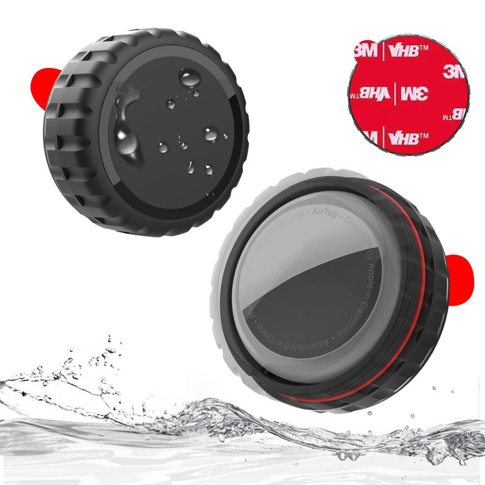 Apple AirTag Case, Screw-On, Waterproof, Self-Adhesive - Black