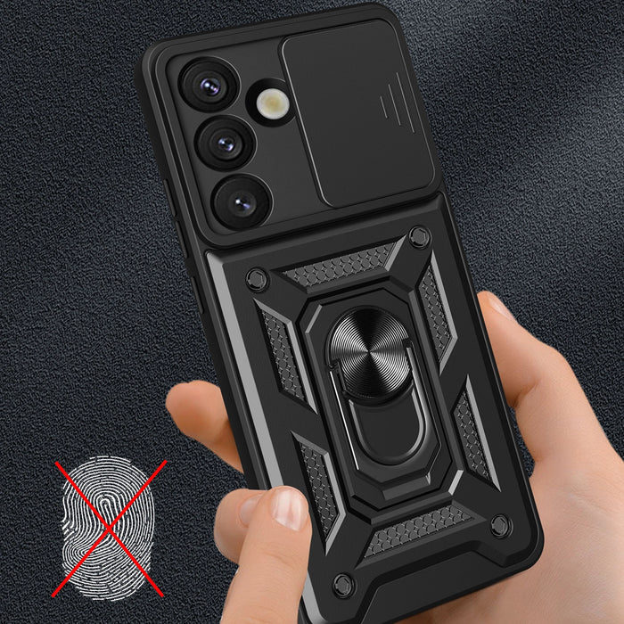 Hybrid Armor Camshield Case with Stand and Camera Cover for OnePlus Nord 4 5G - Black