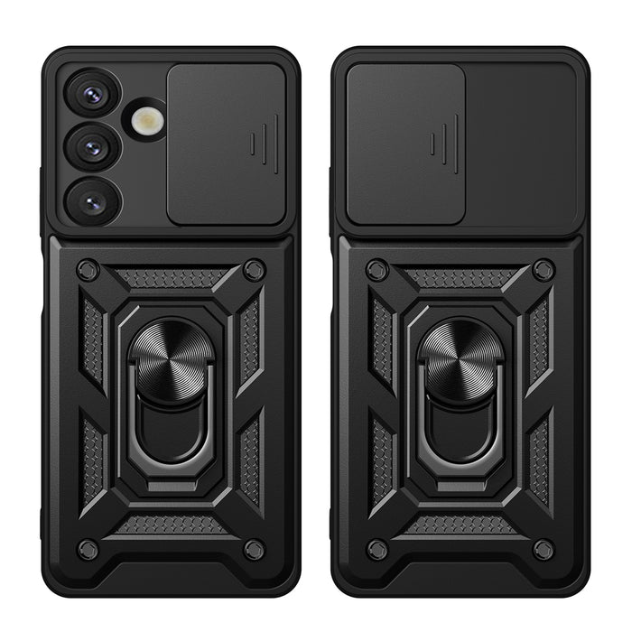 Hybrid Armor Camshield Case with Stand and Camera Cover for Realme P3 Pro 5G - Black