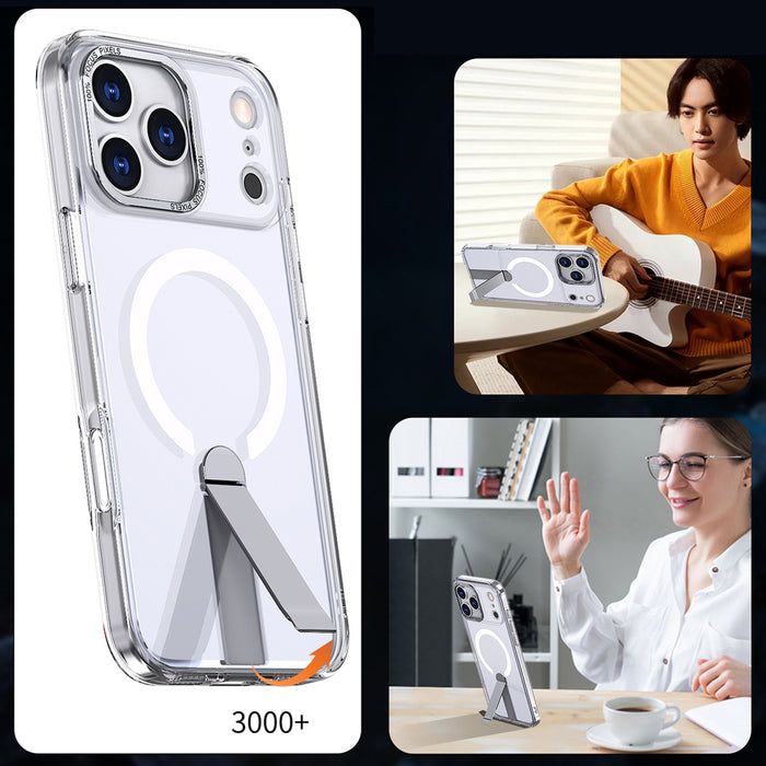 Hybrid Armor X Case for iPhone 17 Pro with Stand, Compatible with MagSafe - Transparent