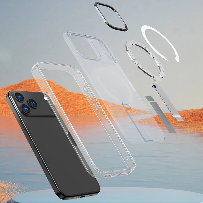 Hybrid Armor X Case for iPhone 17 Pro Max with Stand, Compatible with MagSafe - Transparent