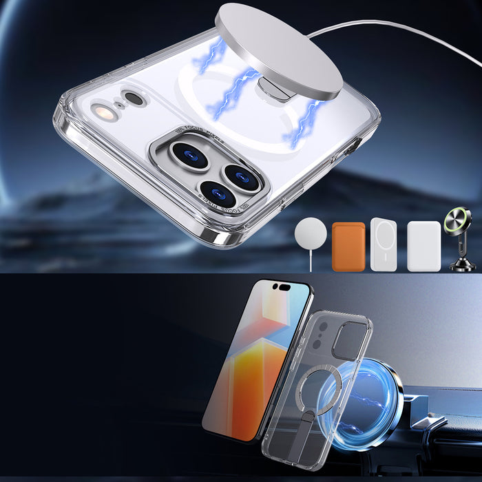 Hybrid Armor X Case for iPhone 17 Pro Max with Stand, Compatible with MagSafe - Transparent
