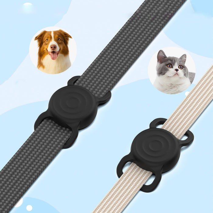 AirTag silicone waterproof case for dog or cat collar - black