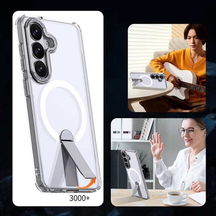 Hybrid Armor X Case for Samsung Galaxy S26 with Stand, Compatible with MagSafe - Transparent
