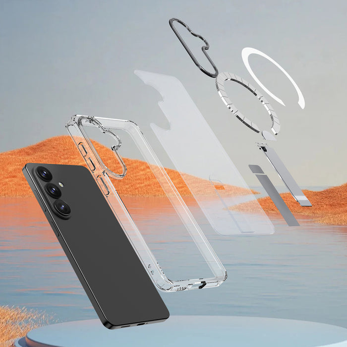 Hybrid Armor X Case for Samsung Galaxy A57 with Stand, Compatible with MagSafe - Transparent