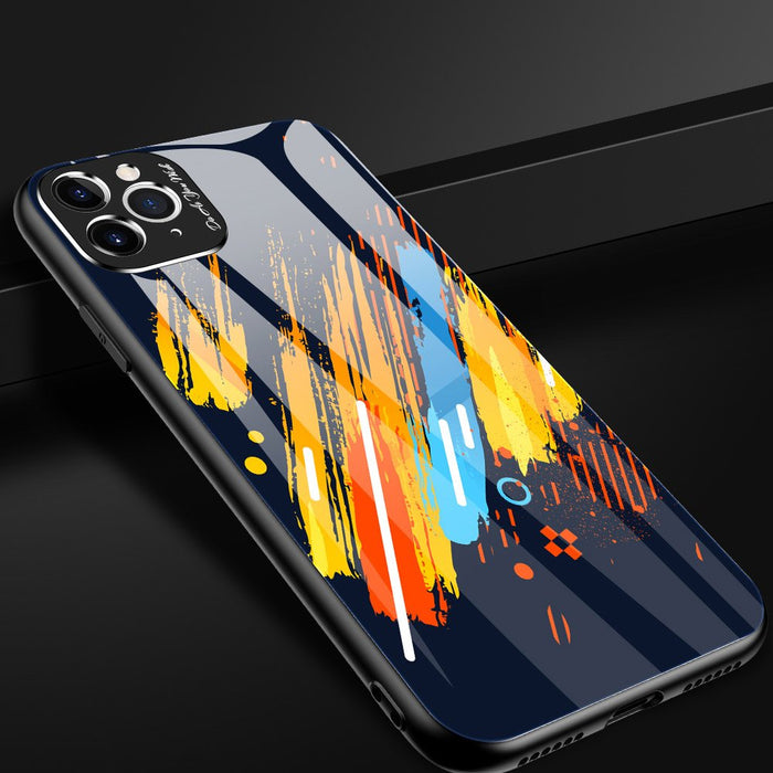 Color Glass Case Durable Cover with Tempered Glass Back and camera cover iPhone 11 Pro Max pattern 1
