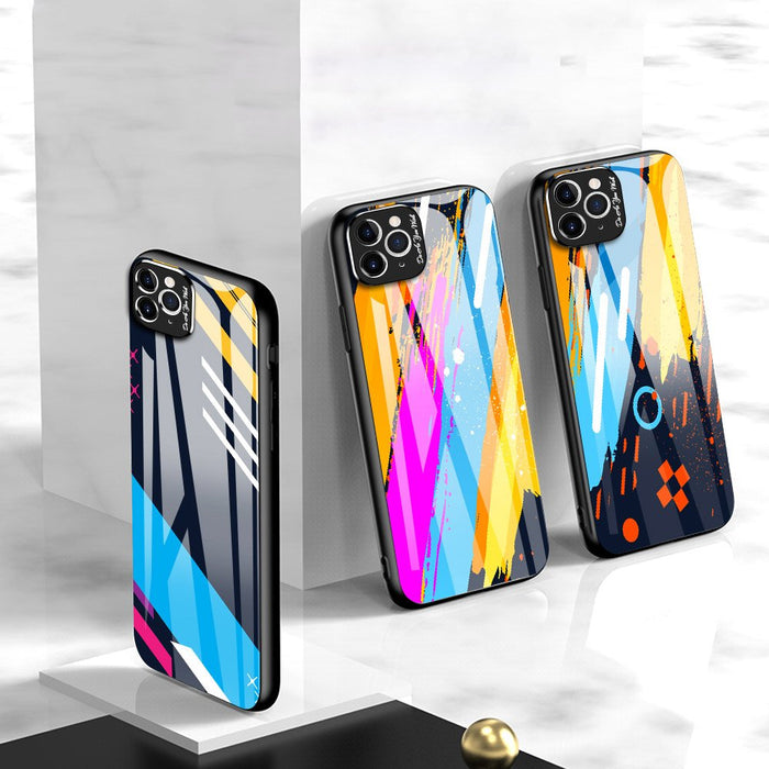 Color Glass Case Durable Cover with Tempered Glass Back and camera cover iPhone 11 Pro Max pattern 2